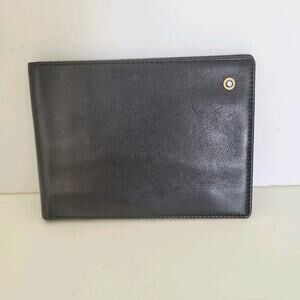 Montblanc Men's Leather Black Wallet Card Bill Holder Medium Bifold Logo Leather